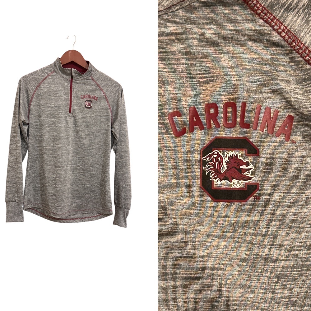 NWOT Colosseum Gamecocks Heather Gray/Maroon Quarter Zip-Up Polyester/Spandex